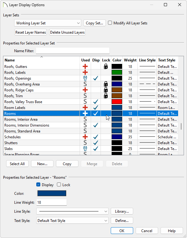 Unlock and Display the Rooms layer.