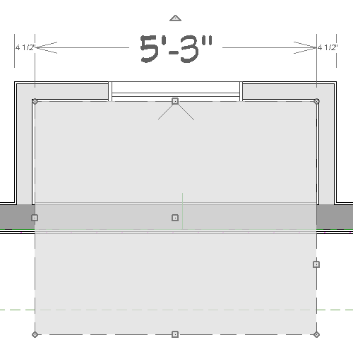 Soffit used as a chimney selected showing dimensions