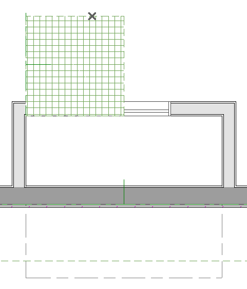 Roof Plane resized to one half the size of chimney showing roof intersection point