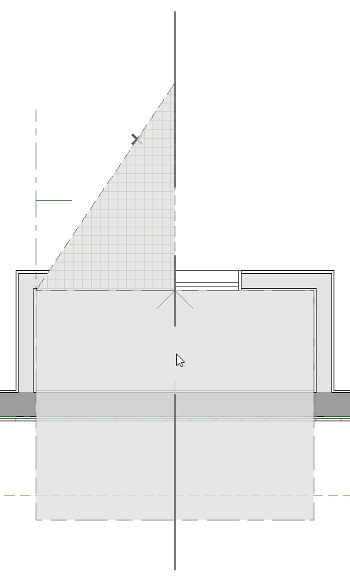 Roof plane selected with copy and reflect about chimney specified