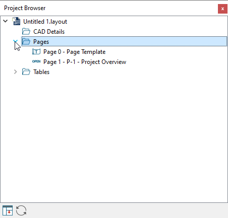 Project Browser with Pages expanded to show Page 0 and Page 1