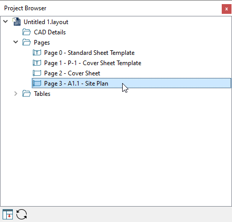 Project Browser with Page 3 - A1.1 - Site Plan showing