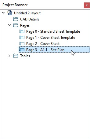Project Browser Project Browser with Page 3 - A1.1 - Site Plan showing