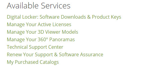 Image of the available services options in a Chief Architect online account.