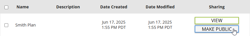 Selecting the Make Public button for a 3D Viewer model file