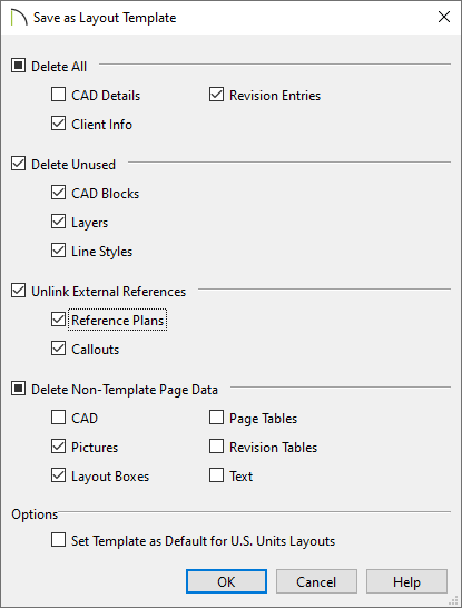 Save as Template dialog for layout files