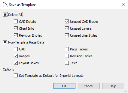 Save as Template dialog for layout files