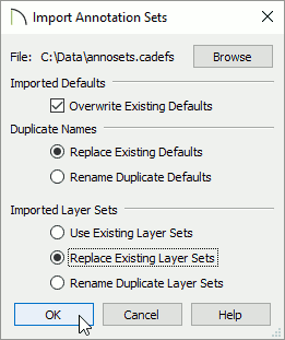 Import Annotation Sets dialog