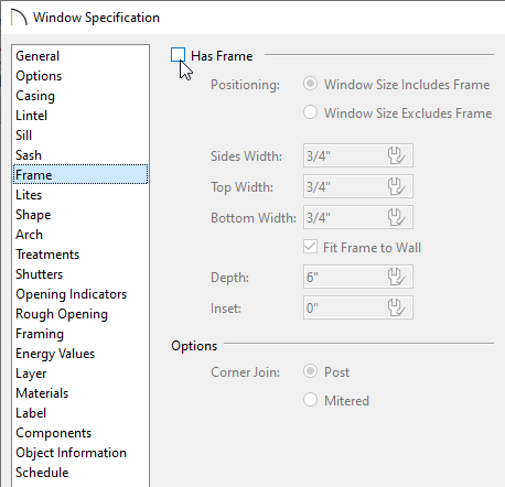 Removing the check from the Has Frame box on the Frame panel of the Window Specification dialog