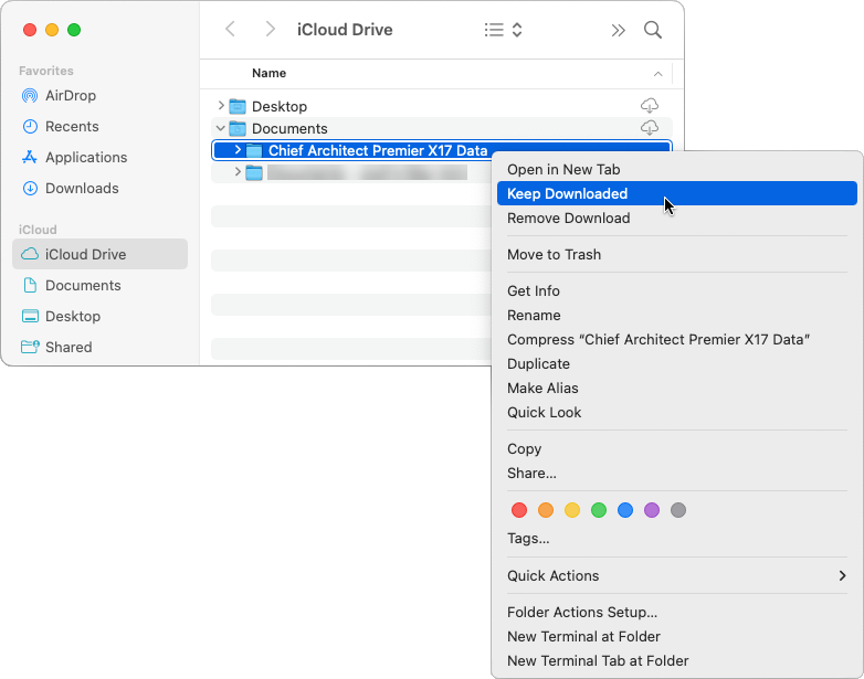 Right-click on the Data folder and choose Keep Downloaded