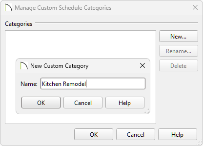New custom category created called Kitchen Remodel