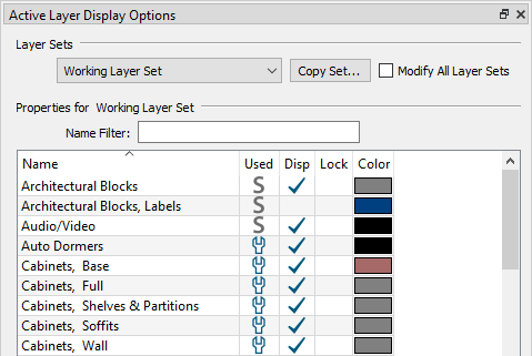 ALDO with the Layer Set Control toggled on