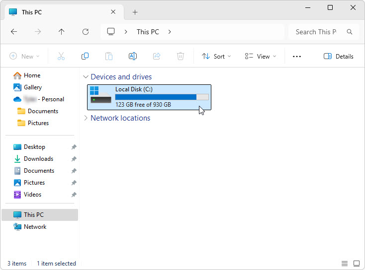In the Window's File Explorer locate and open the C drive.