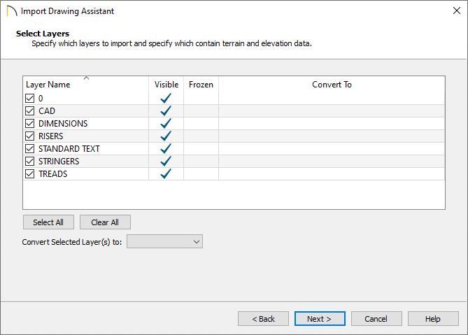 Choose the Layer properties for the imported file