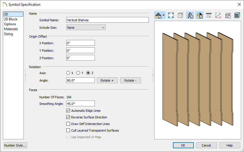 3D panel of the Symbol Specification dialog