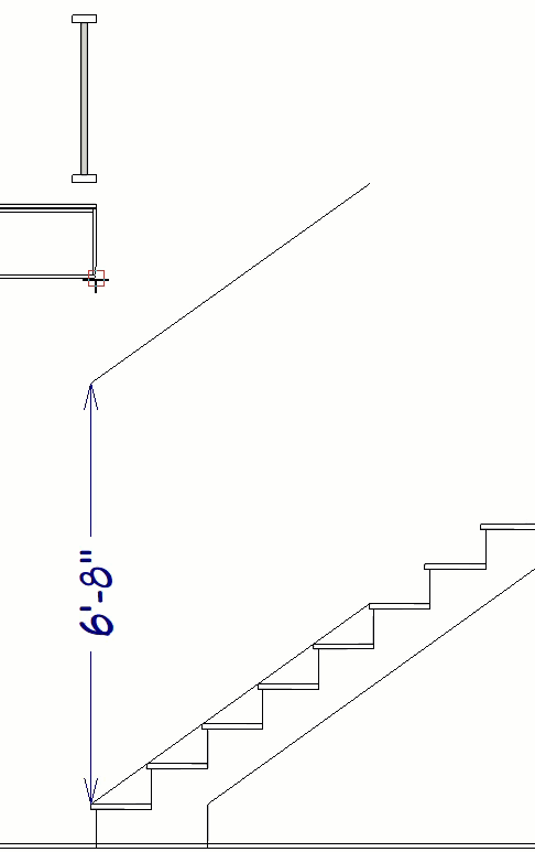 Draw a line from the floor opening to your head height line.
