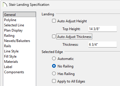 Stair Landing Specification for the second custom tread.