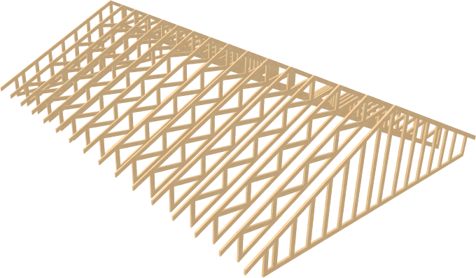 Perspective Framing Overview showing the trusses