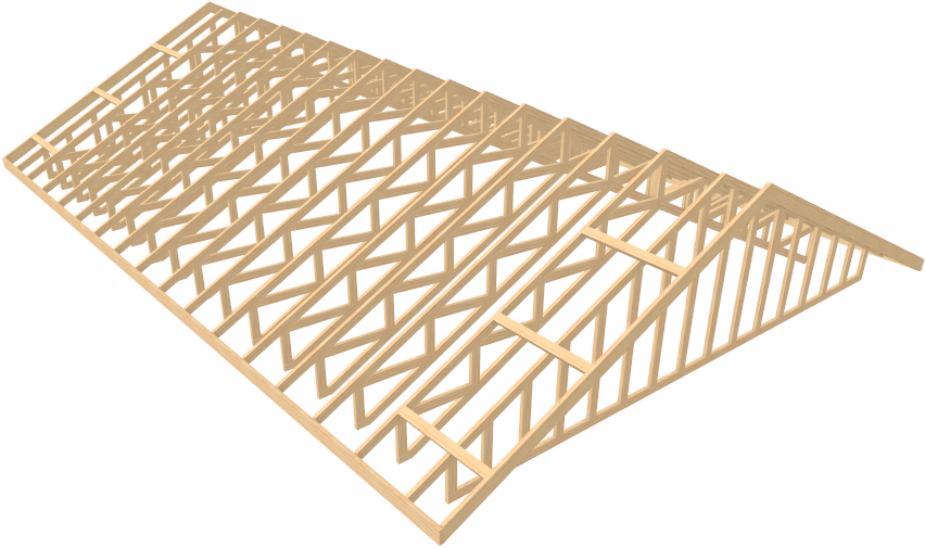Perspective Framing Overview showing the trusses
