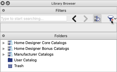 Selecting the Advanced Search button in the Library Browser