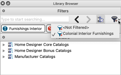 Using the Advanced Search button drop-down to choose a filter