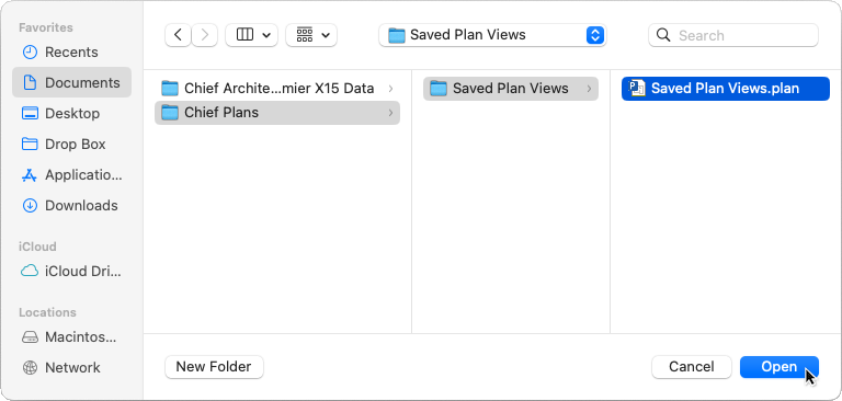 Finder window showing a plan file selected in its saved location