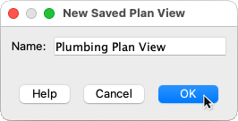 "Plumbing Plan View" specified in the Name field of the New Saved Plan View dialog