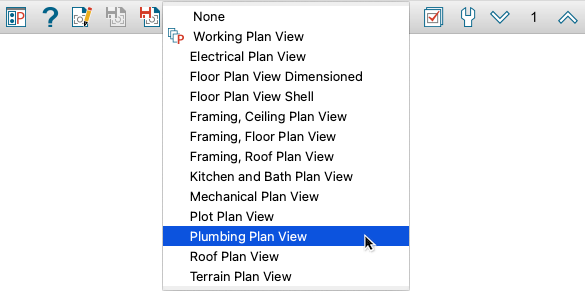 Cursor over Plumbing Plan View in Save Plan View Control drop down