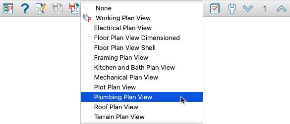 Cursor over Plumbing Plan View in Save Plan View Control drop down