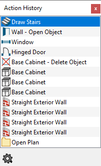Action History side window with several different line items