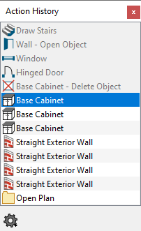 Undoing actions using the Action History side window