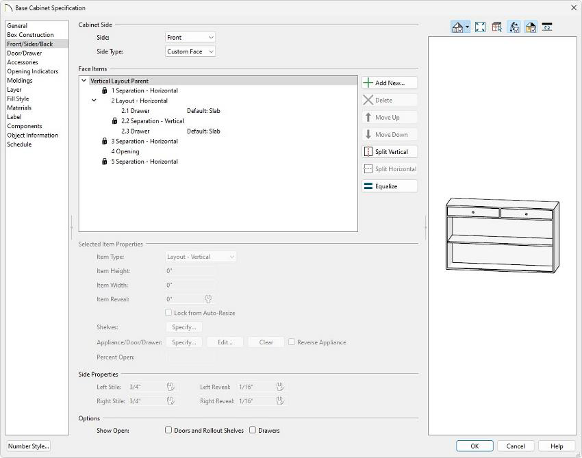 Change your face items until you have your desired table layout.