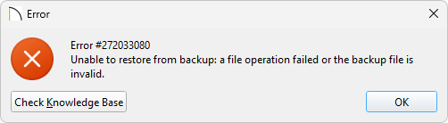 Error 272033080 that might occur if selecting a zipped folder without valid data