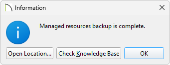 Information dialog stating the backup has completed