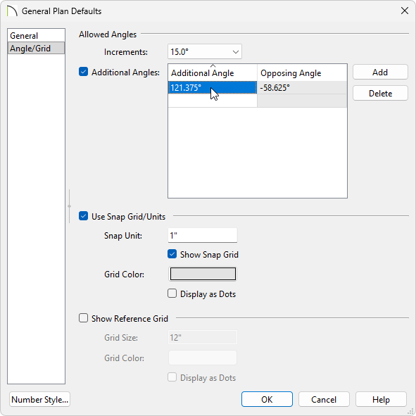 In your Additional Angles, add the needed angle.