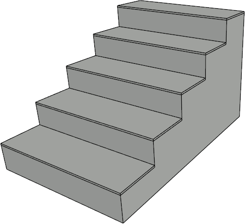 Concrete stair with no overhang.