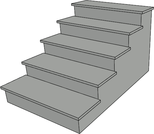 Concrete stairs with a tread overhang.