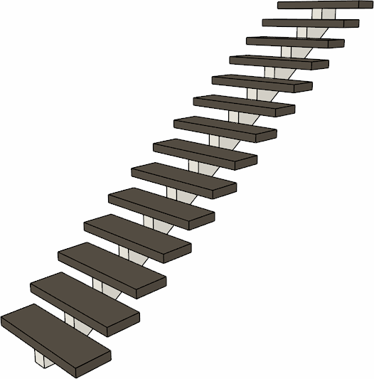 Camera view of a floating staircase