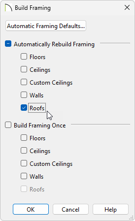 Select Roofs to build your roof framing.