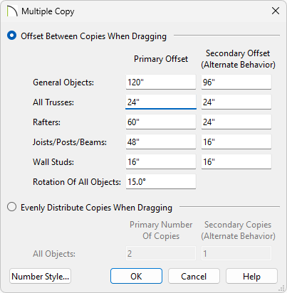 Edit your Multiple Copy settings to your desired OC spacing.