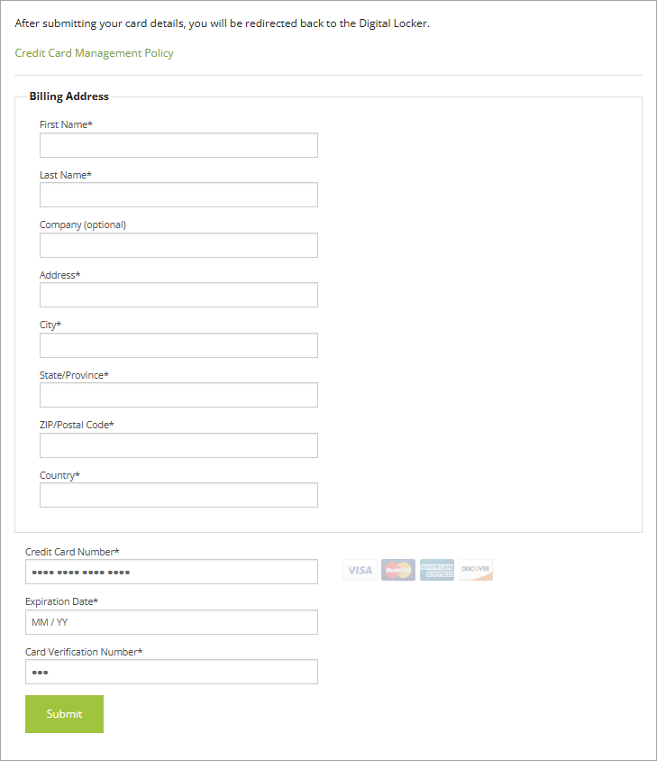 Adding a new card when updating the payment method