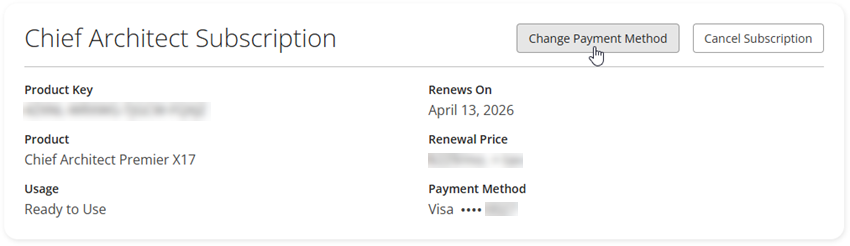 Click the Change Payment Method button