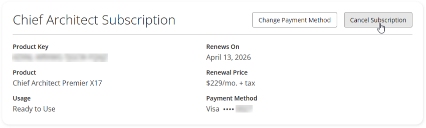 Click the Cancel Subscription button. 