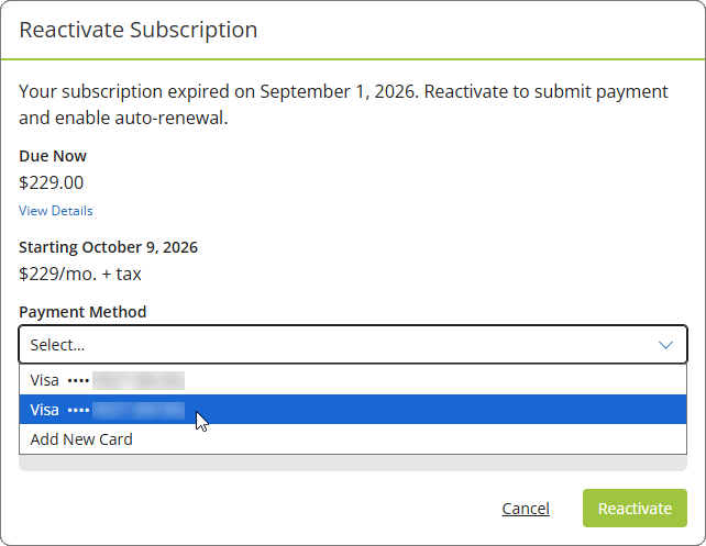 Select the desired Payment Method using the drop-down