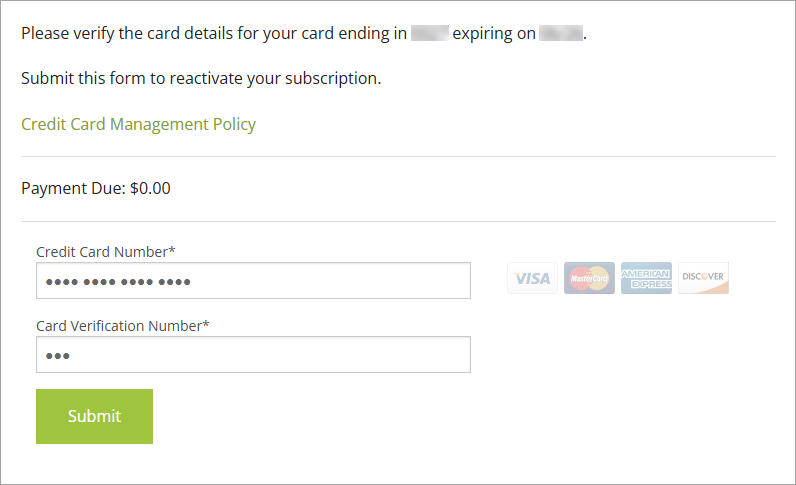 Verify your card details, then click Submit