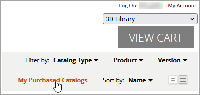 Click on My Purchased Catalogs on the 3D Library