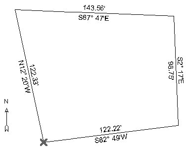Plot Plan Plot Plan showing length and angles for each of the four lines